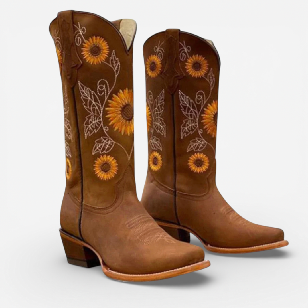 Women's Boots With Flower Print