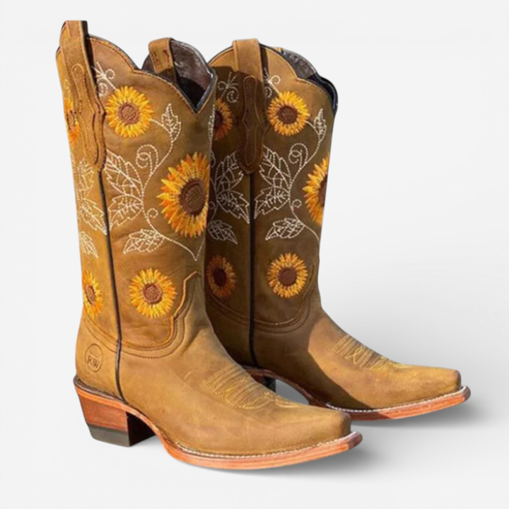 Women's Boots With Flower Print