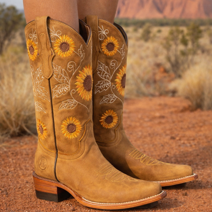 Women's Boots With Flower Print