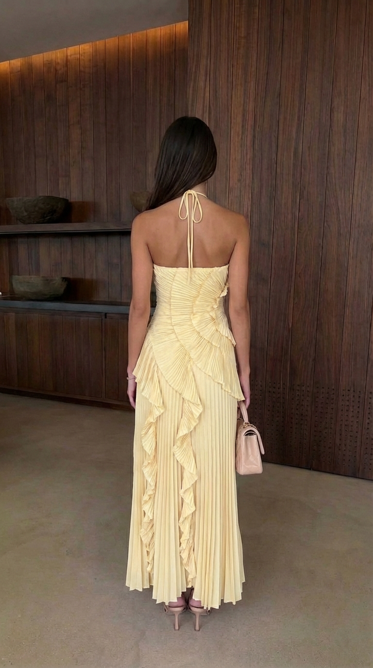 Tiered ruffle flowing maxi dress for women | Emma -5