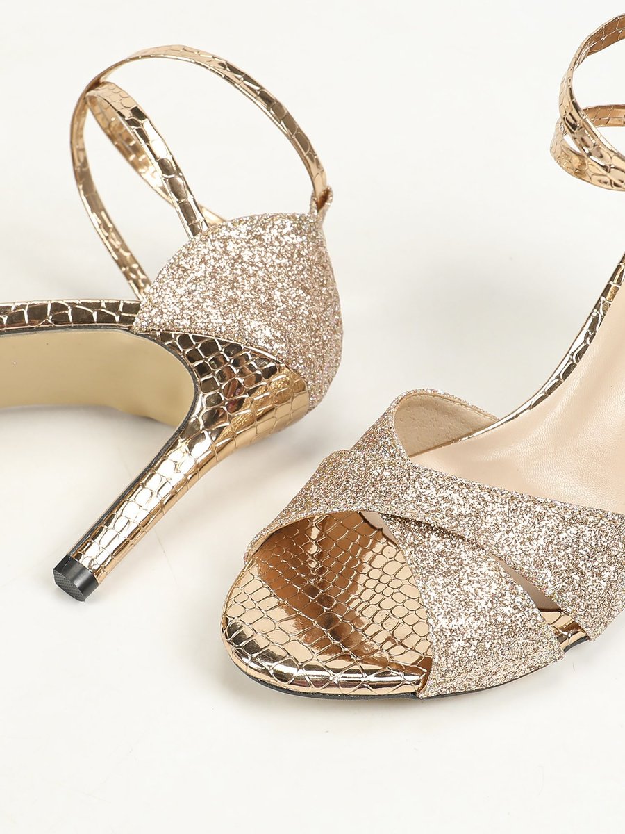 Sunny | Women's Glitter Ankle Strap Stiletto Sandal