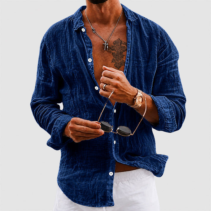 Daniel | Men's Cotton Crinkle Button Up Shirt with Roll Up Sleeves