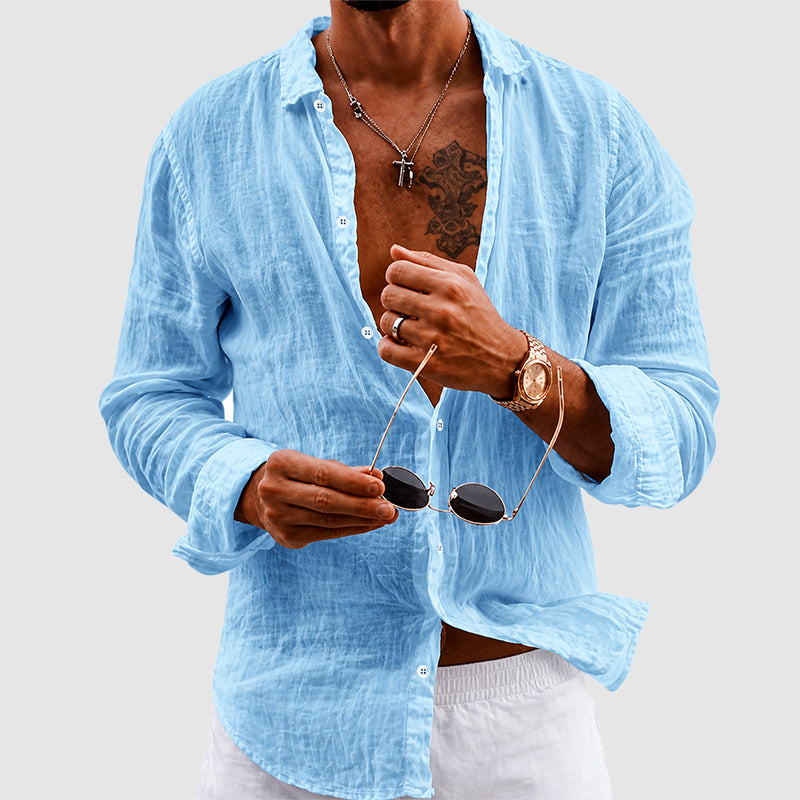 Daniel | Men's Cotton Crinkle Button Up Shirt with Roll Up Sleeves