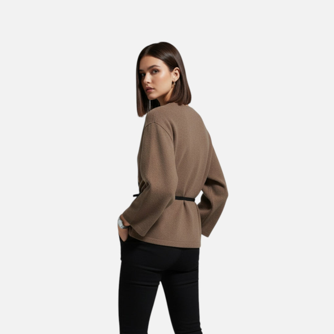 Women's Elegant Wrap Sweater With Belt