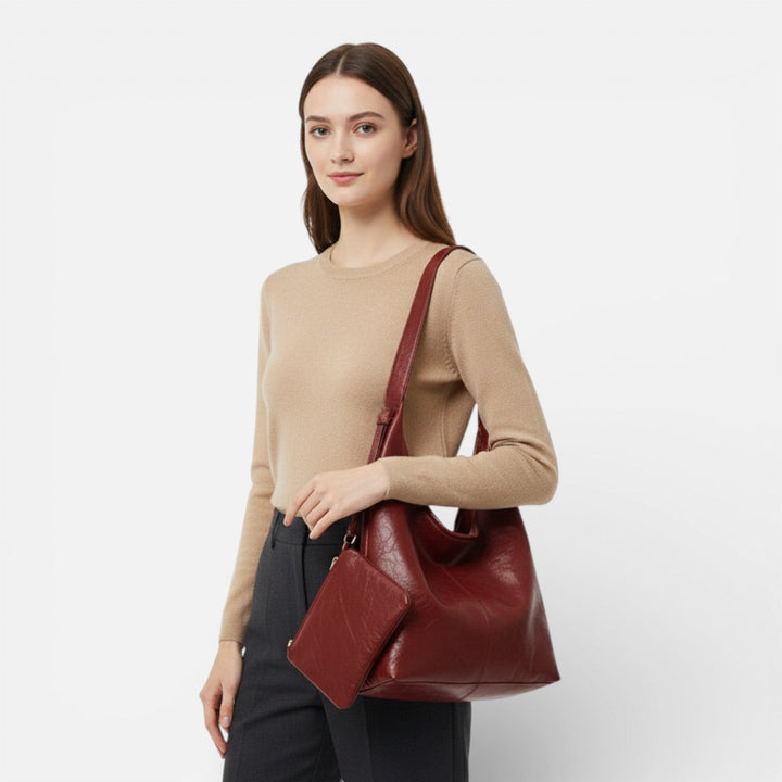 Women’s Leather Shoulder Tote Bag Set