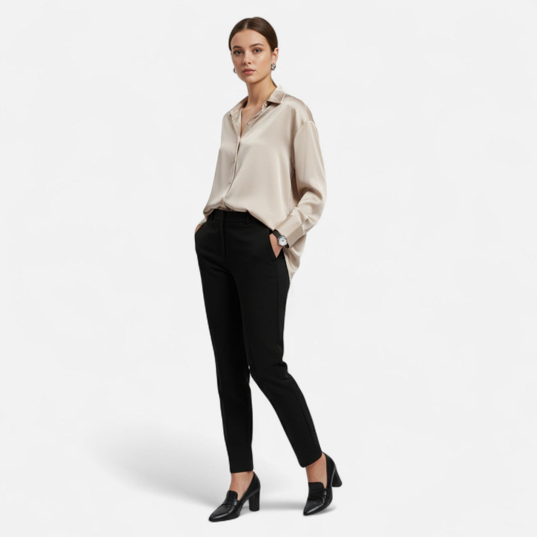 Women’s Collared Satin Blouse