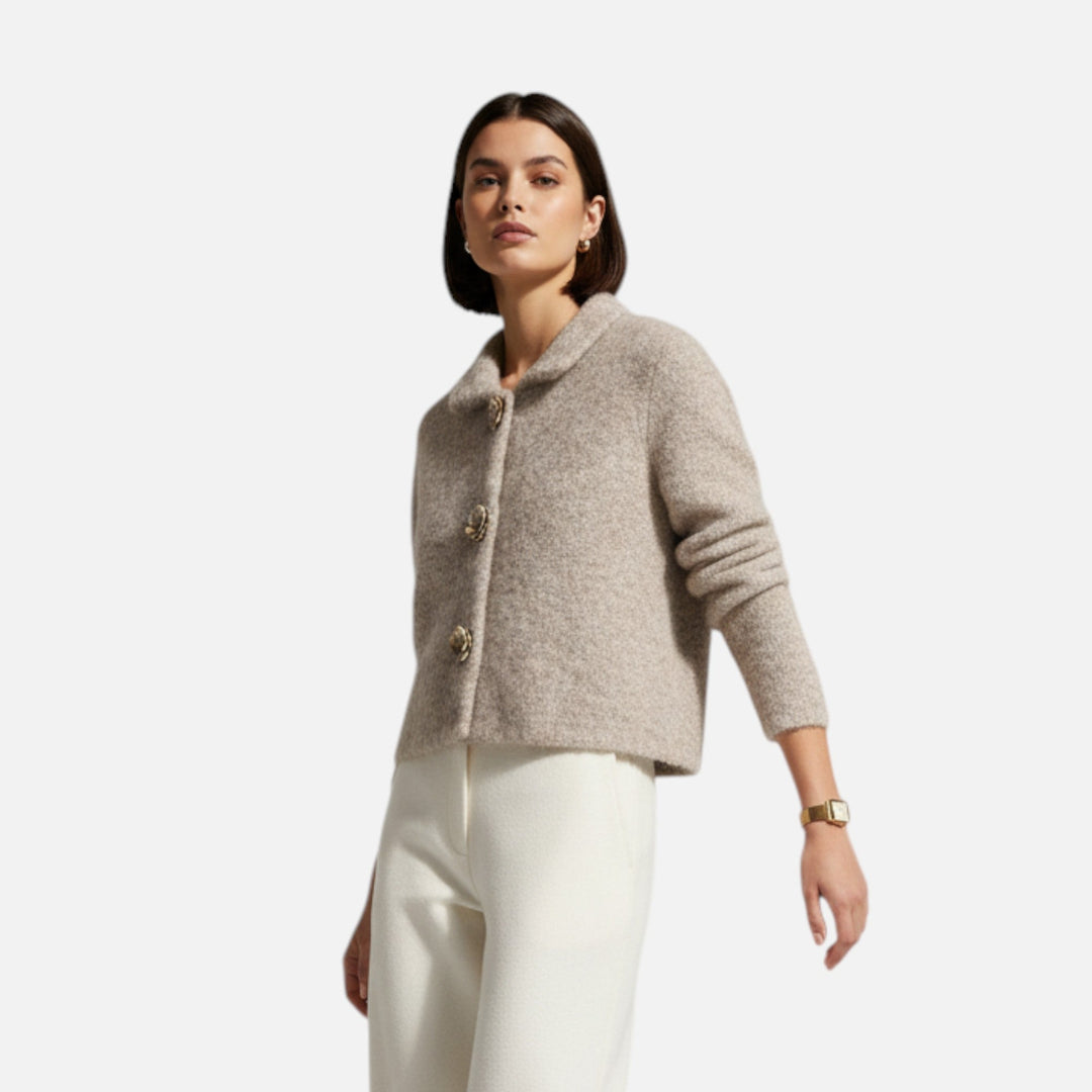Women’s Elegant Floral Knit Button Cardigan