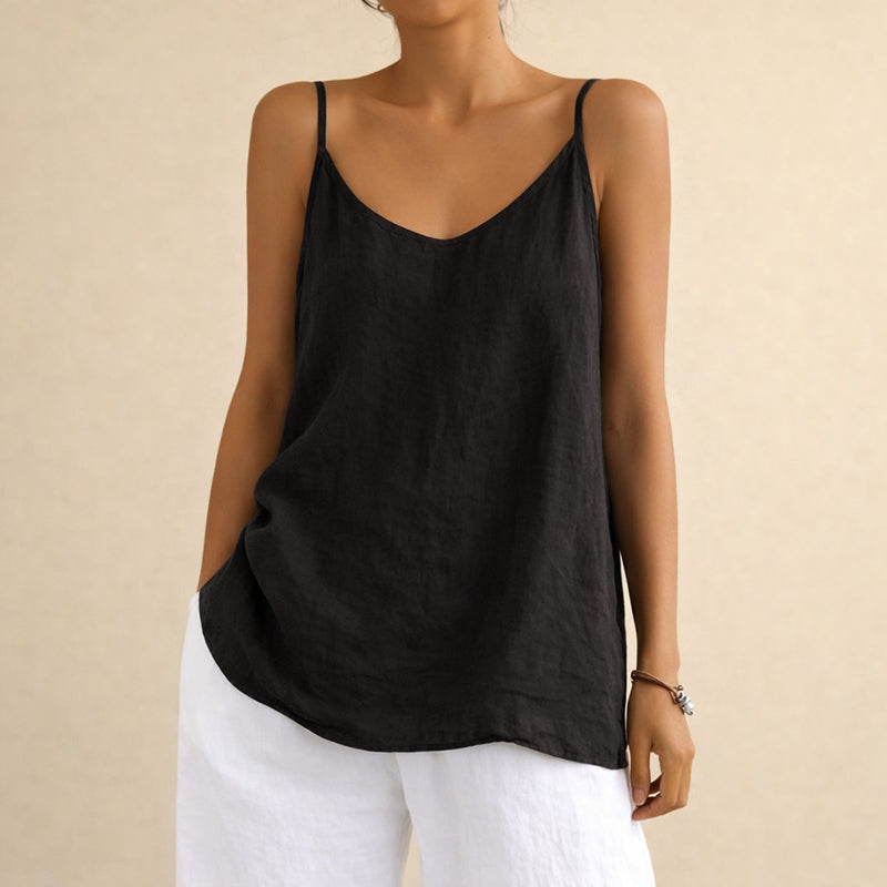 Emma | Women's Cotton Linen Tank Top with Scoop Neck