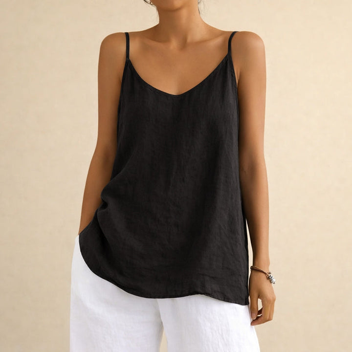 Emma | Women's Cotton Linen Tank Top with Scoop Neck