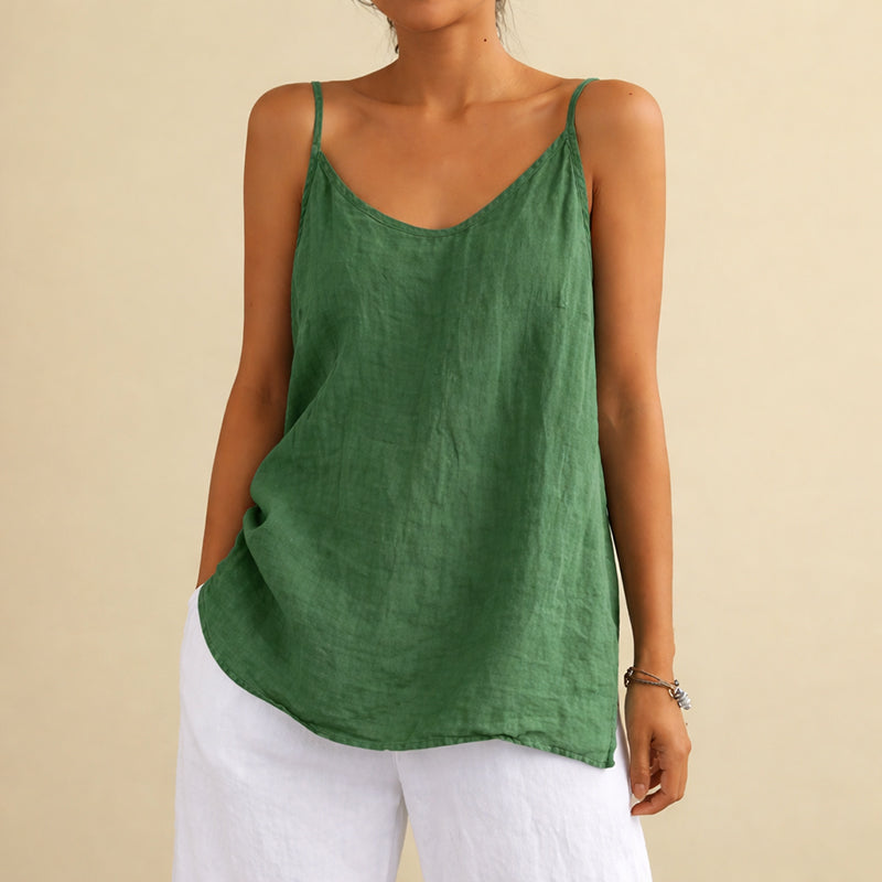 Emma | Women's Cotton Linen Tank Top with Scoop Neck