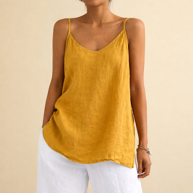 Emma | Women's Cotton Linen Tank Top with Scoop Neck