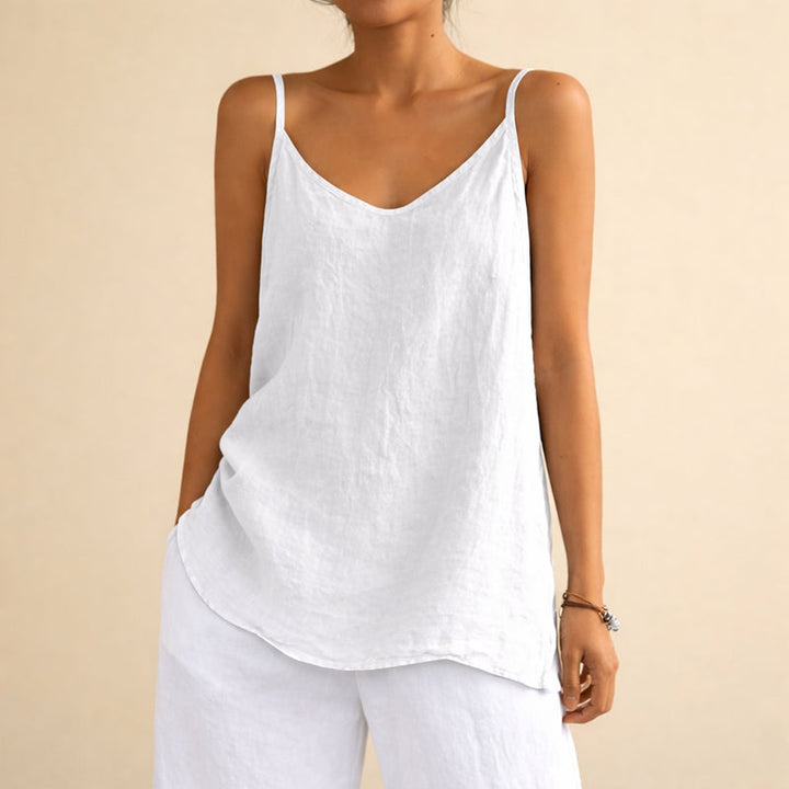 Emma | Women's Cotton Linen Tank Top with Scoop Neck