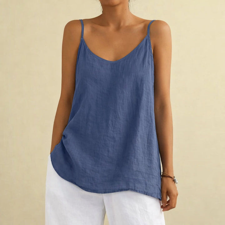 Emma | Women's Cotton Linen Tank Top with Scoop Neck