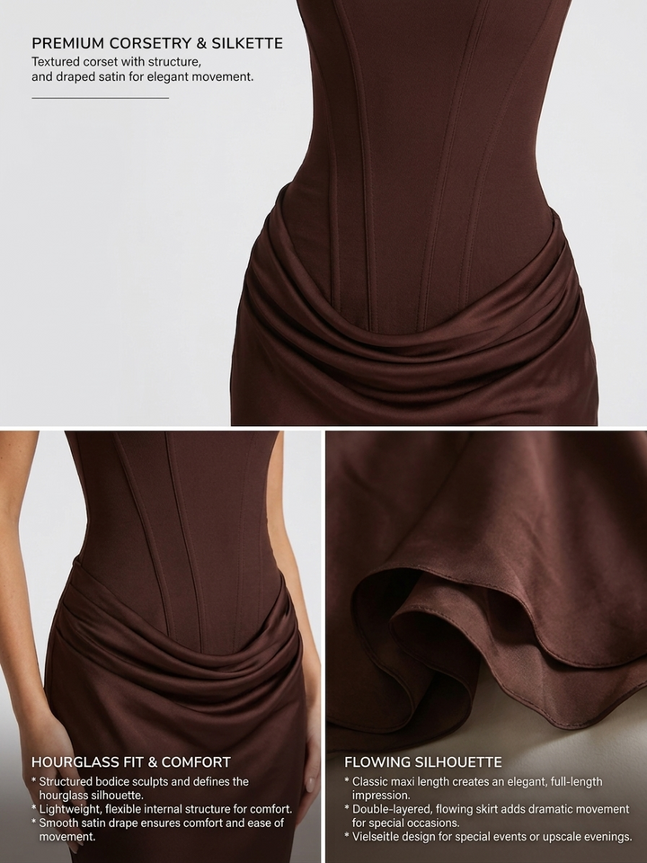 Rosalind | Women's Square Neck Draped Waist Maxi Dress