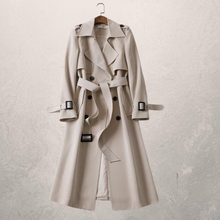 Elvaina | Women's Tailored Belted Trench Coat with Cuffs