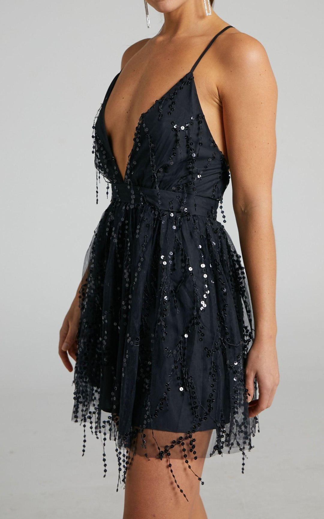 Sequin deep V dress for women