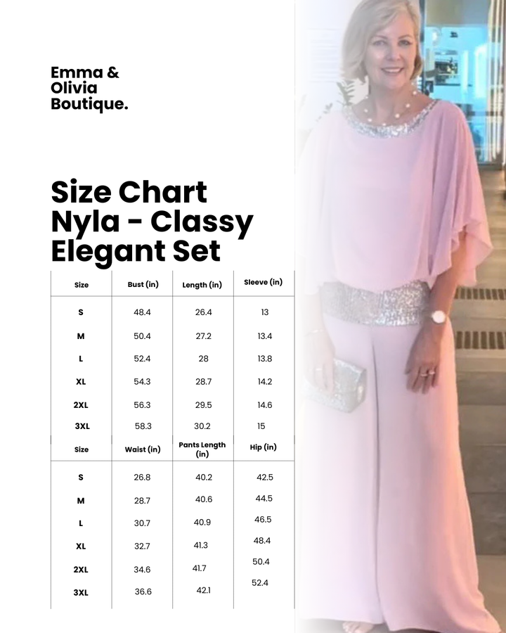 Nyla | Women's Sequin Neckline Blouse and Wide Leg Pants Set