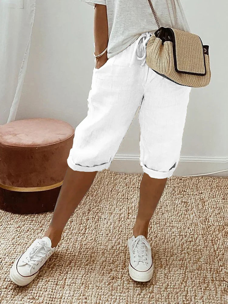 Brielle | Women's Elastic Waist Drawstring Pocket Shorts