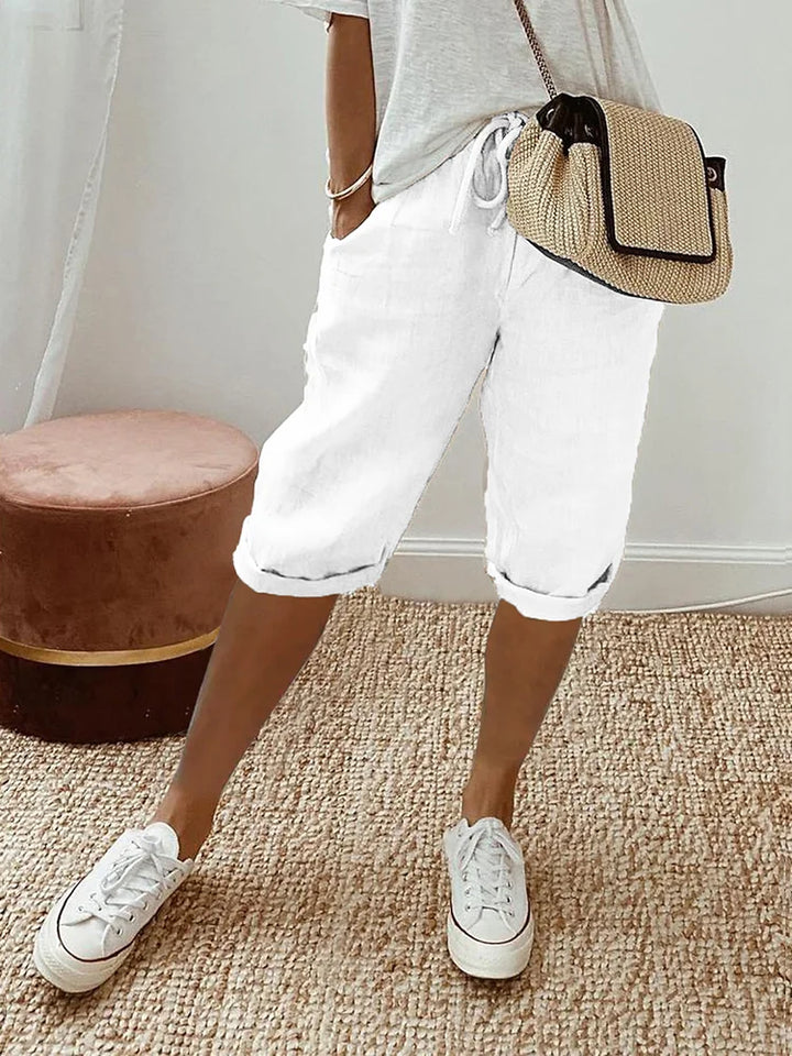 Brielle | Women's Elastic Waist Drawstring Pocket Shorts