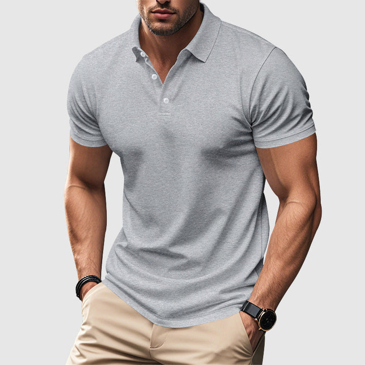 Kyren | Men's Fitted Short Sleeve Polo Shirt with Ribbed Sleeves