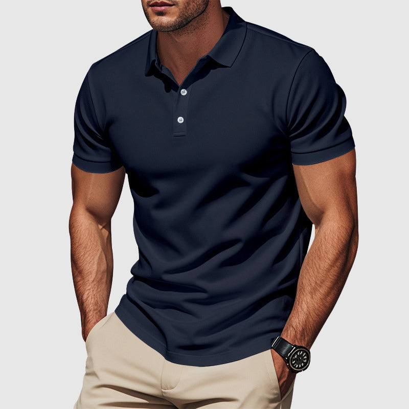 Kyren | Men's Fitted Short Sleeve Polo Shirt with Ribbed Sleeves