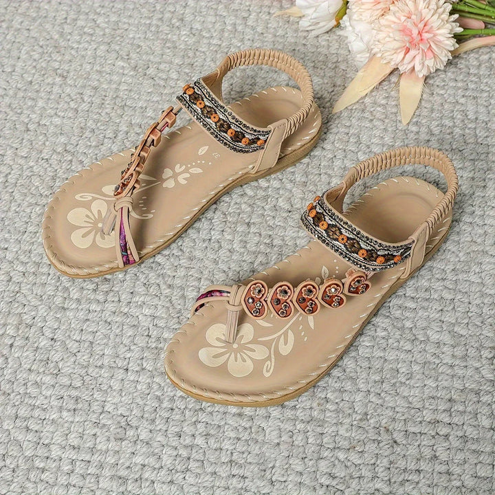 Marielle | Women's Leather Beaded Strap Bohemian Sandals