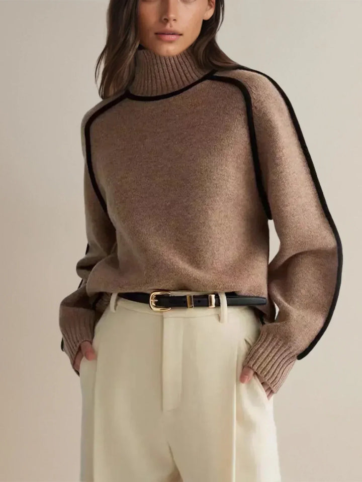 Women’s Contrast Trim Turtleneck Sweater