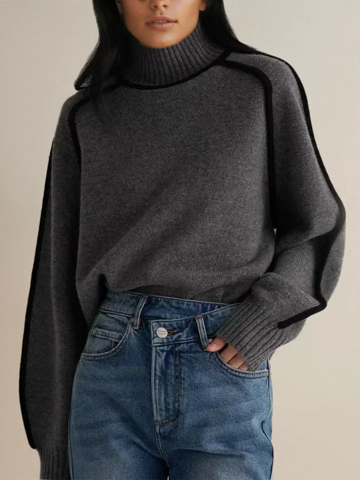 Women’s Contrast Trim Turtleneck Sweater