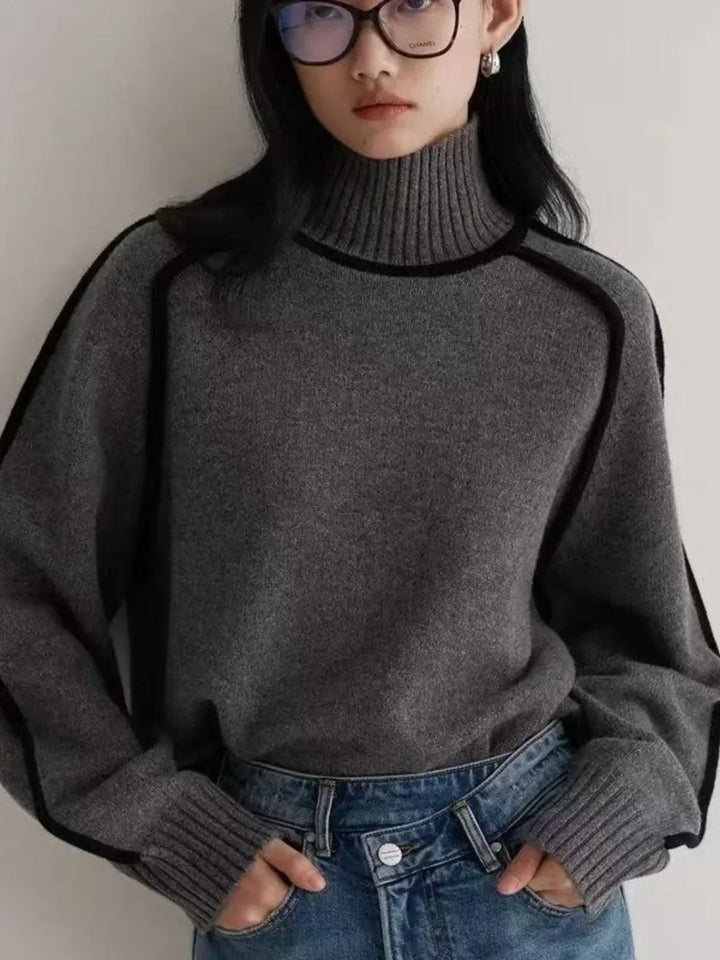 Women’s Contrast Trim Turtleneck Sweater