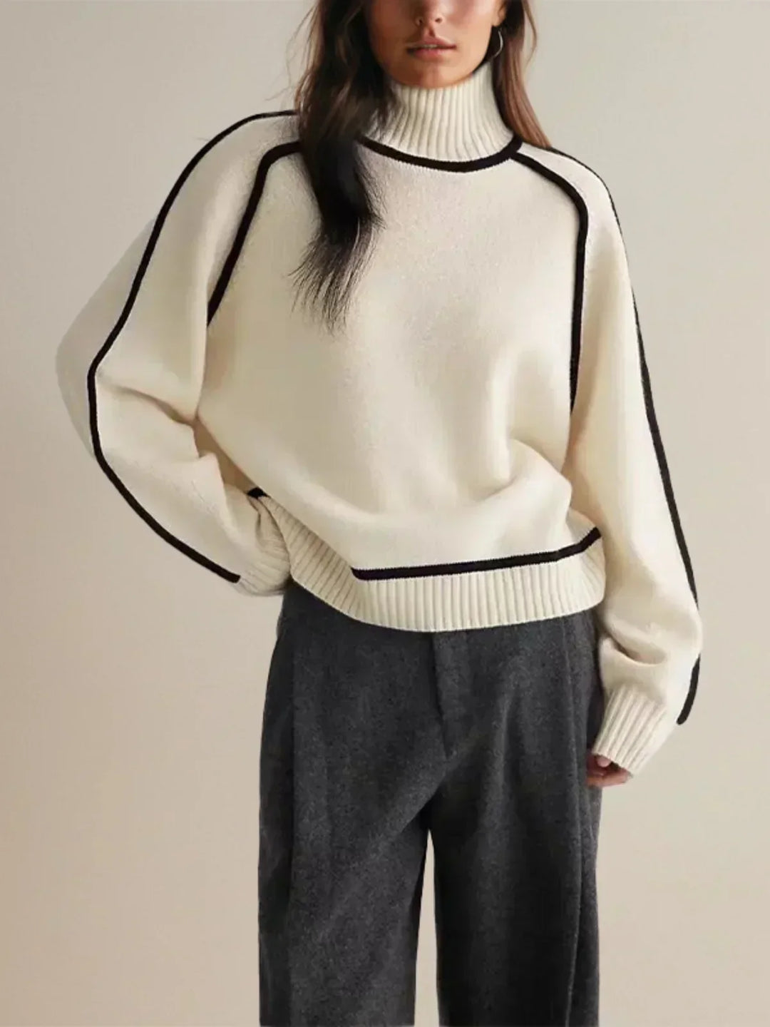 Women’s Contrast Trim Turtleneck Sweater