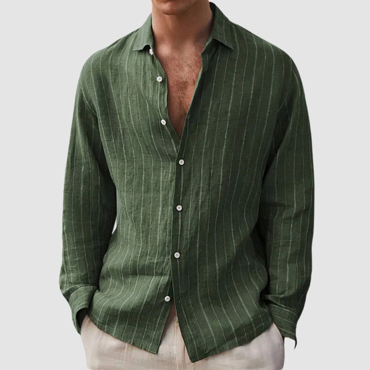 Lorven | Men's Relaxed Fit Striped Shirt with Open Collar