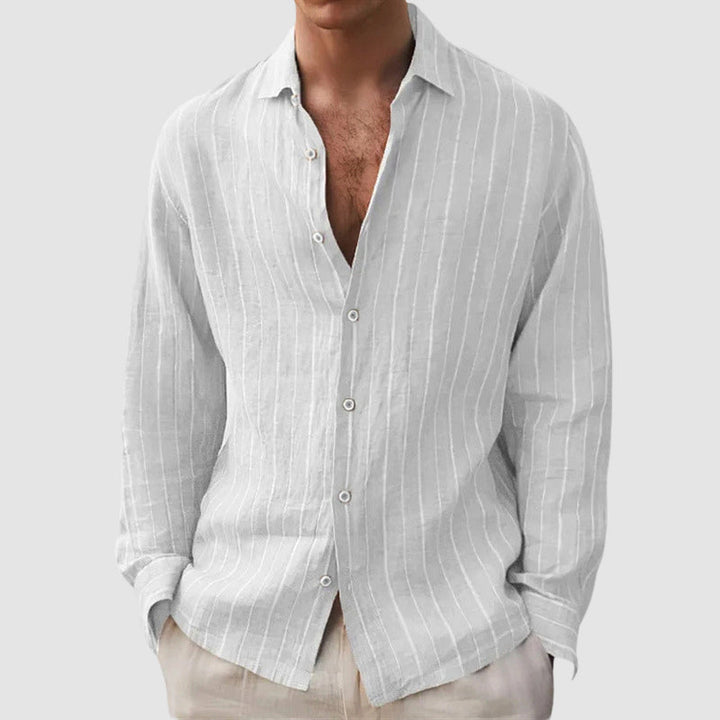 Lorven | Men's Relaxed Fit Striped Shirt with Open Collar