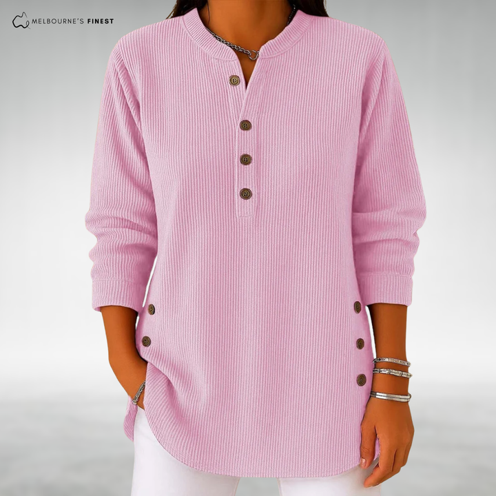 Selvara | Women's Ribbed Button Front Jumper