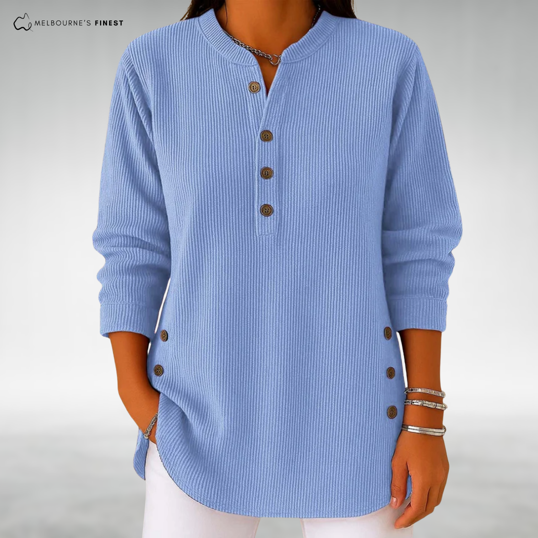 Selvara | Women's Ribbed Button Front Jumper