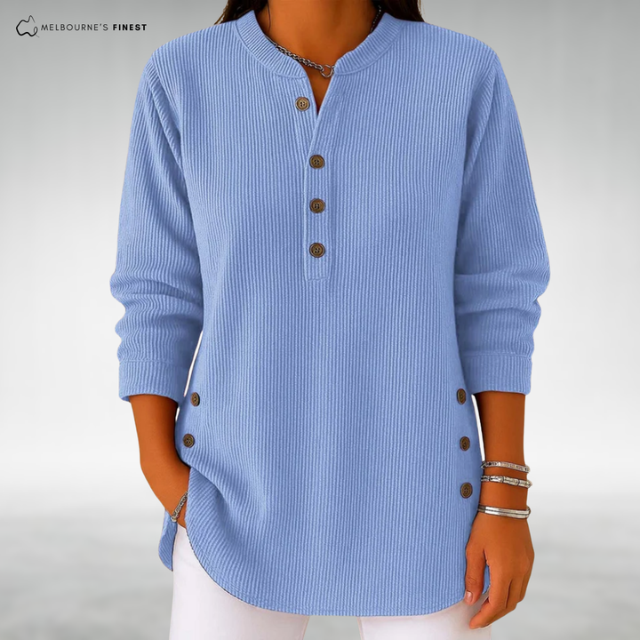 Selvara | Women's Ribbed Button Front Jumper
