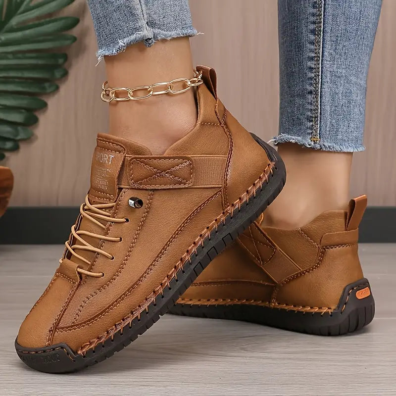 Elvara | Women's Leather Comfort Support Slip On Sneakers
