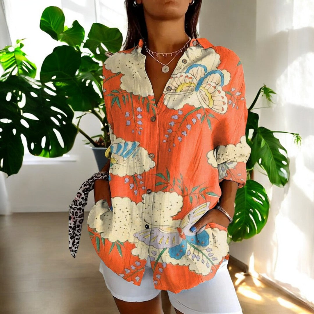 Calienne | Women's Floral Button Front Blouse