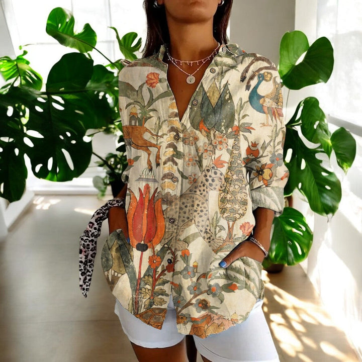 Calienne | Women's Floral Button Front Blouse