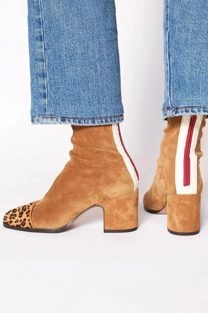 Women’s Block Heel Ankle Boots With Print