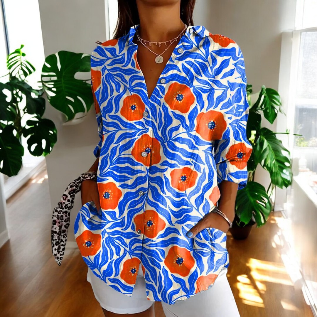 Calienne | Women's Floral Button Front Blouse