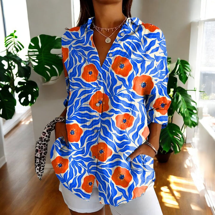Calienne | Women's Floral Button Front Blouse