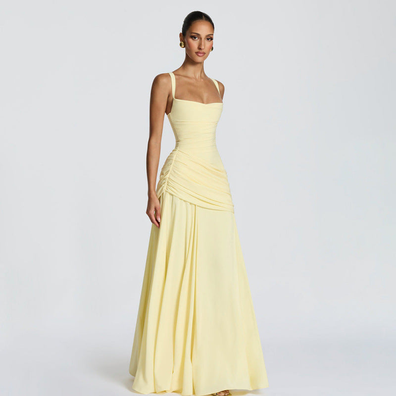 Ruched waist structured maxi dress for women -2