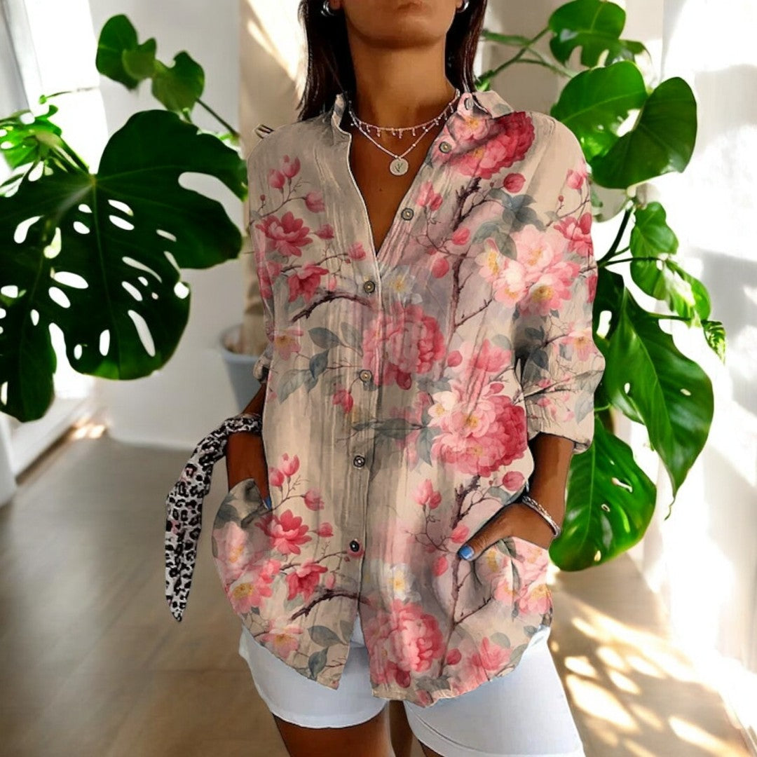 Calienne | Women's Floral Button Front Blouse