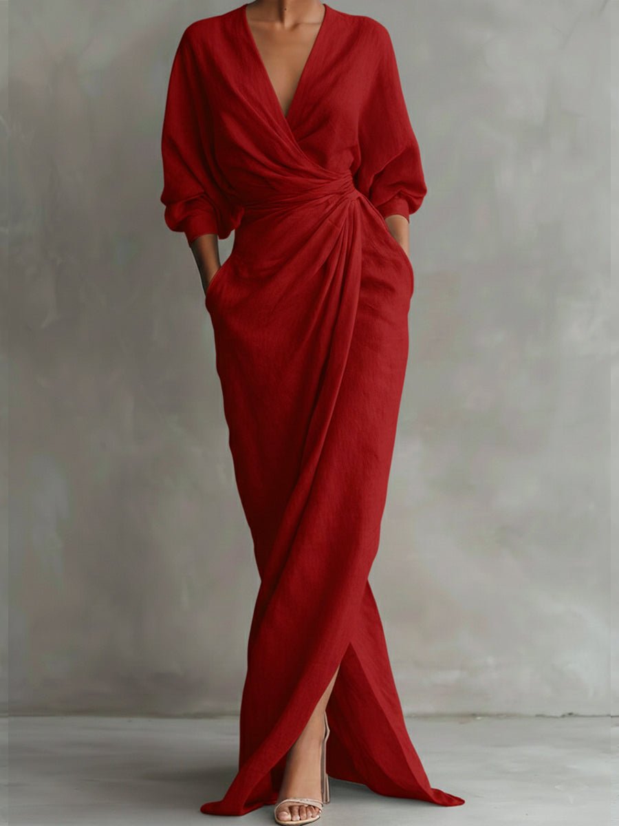Marguerite | Women's Wrap V Neck Maxi Dress