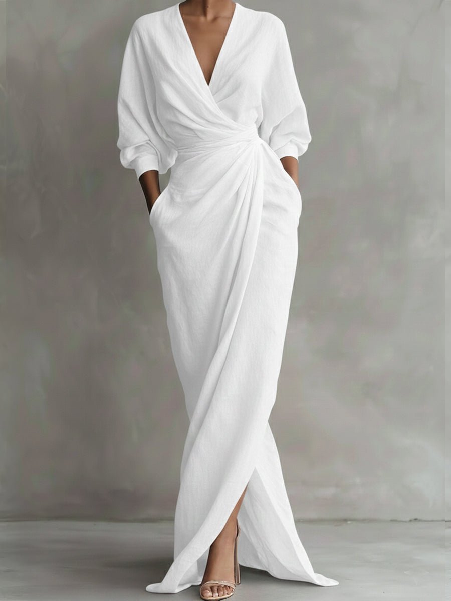 Marguerite | Women's Wrap V Neck Maxi Dress
