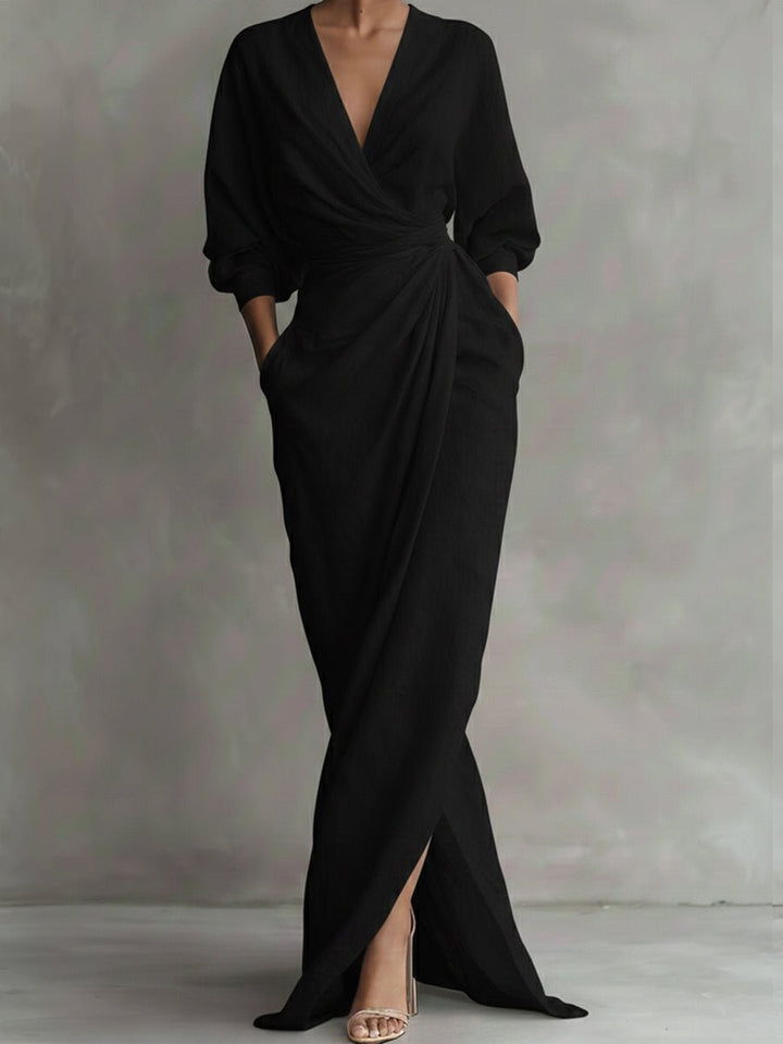 Marguerite | Women's Wrap V Neck Maxi Dress