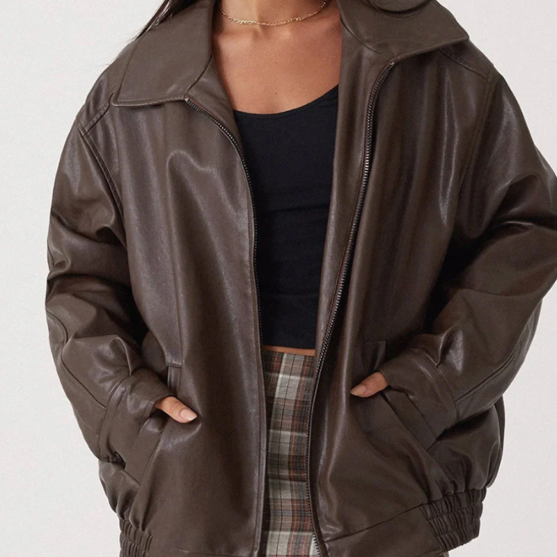 Women's Leather Bomber jacket