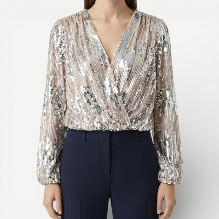 Women’s Glamour Blouse With V-Neck