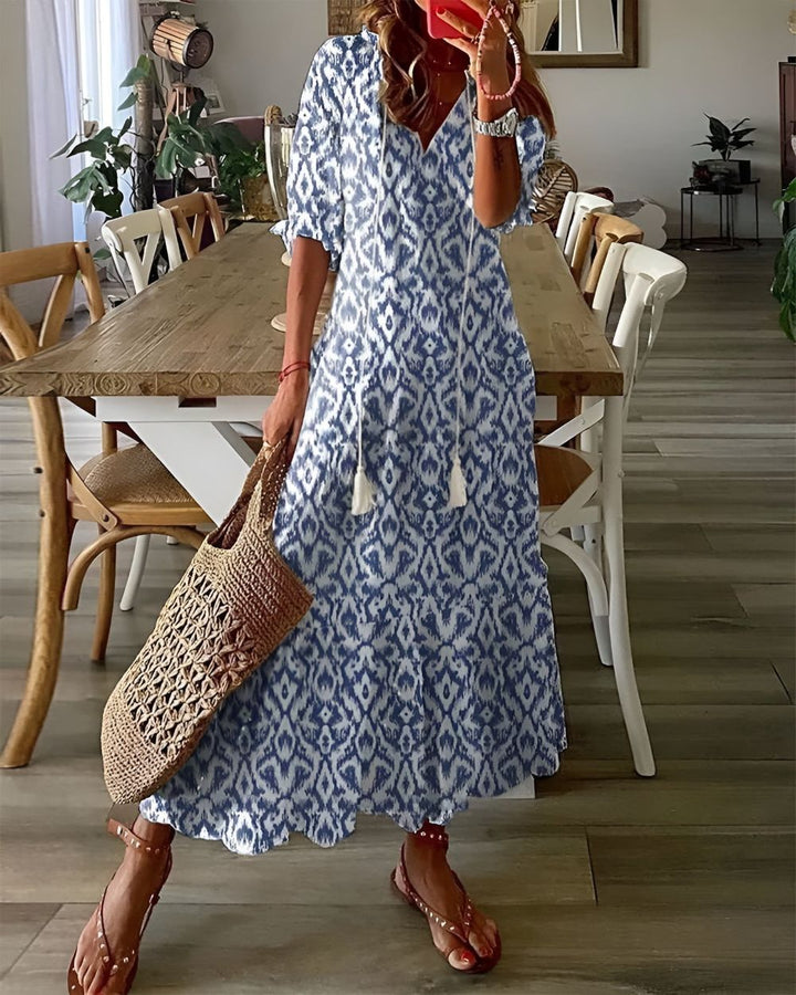 Valmira | Women's Flowy Boho Maxi Dress with Tassel Details