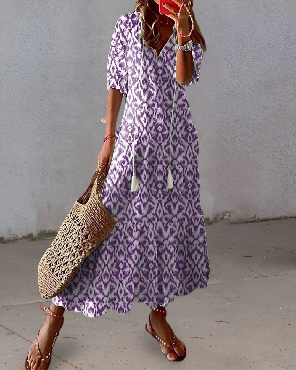 Valmira | Women's Flowy Boho Maxi Dress with Tassel Details